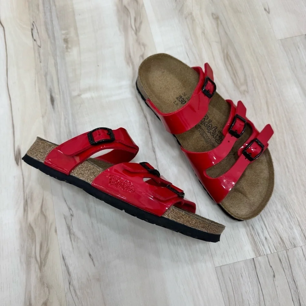Birkenstock Red Triple-Strap Sandals - Picture 2 of 4